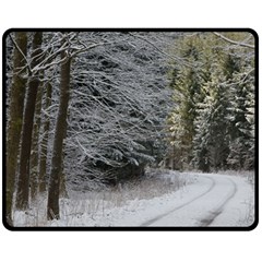 Snow On Road Double Sided Fleece Blanket (medium)  by trendistuff