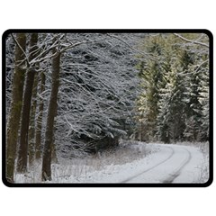 Snow On Road Double Sided Fleece Blanket (large)  by trendistuff