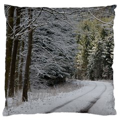 Snow On Road Large Flano Cushion Cases (one Side) 