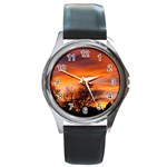 ORANGE SUNSET Round Metal Watches