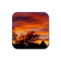 Orange Sunset Rubber Coaster (square)  by trendistuff