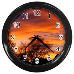 Orange Sunset Wall Clocks (black) by trendistuff