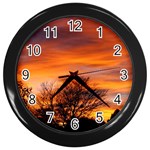 ORANGE SUNSET Wall Clocks (Black)