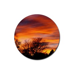 Orange Sunset Rubber Round Coaster (4 Pack)  by trendistuff