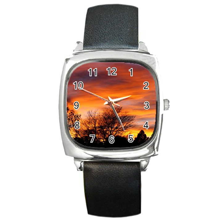 ORANGE SUNSET Square Metal Watches