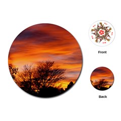 Orange Sunset Playing Cards (round) 