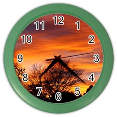 Orange Sunset Color Wall Clocks by trendistuff