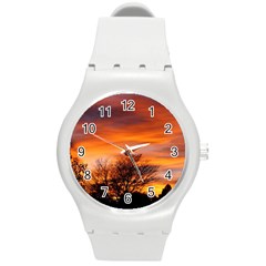 Orange Sunset Round Plastic Sport Watch (m) by trendistuff