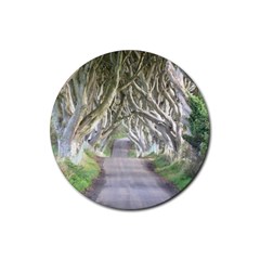 Dark Hedges, Ireland Rubber Coaster (round)  by trendistuff