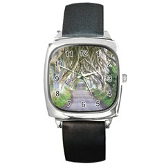 Dark Hedges, Ireland Square Metal Watches by trendistuff