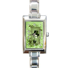 Cute Girl With Steampunk Hat And Floral Elements Rectangle Italian Charm Watches by FantasyWorld7