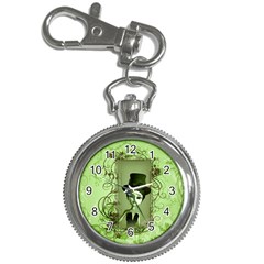 Cute Girl With Steampunk Hat And Floral Elements Key Chain Watches by FantasyWorld7