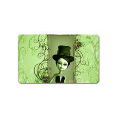 Cute Girl With Steampunk Hat And Floral Elements Magnet (name Card) by FantasyWorld7