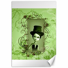 Cute Girl With Steampunk Hat And Floral Elements Canvas 20  X 30  