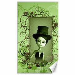 Cute Girl With Steampunk Hat And Floral Elements Canvas 40  X 72   by FantasyWorld7