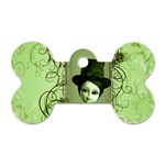 Cute Girl With Steampunk Hat And Floral Elements Dog Tag Bone (One Side) Front