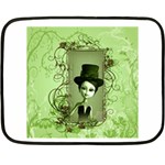 Cute Girl With Steampunk Hat And Floral Elements Double Sided Fleece Blanket (Mini)  35 x27  Blanket Back