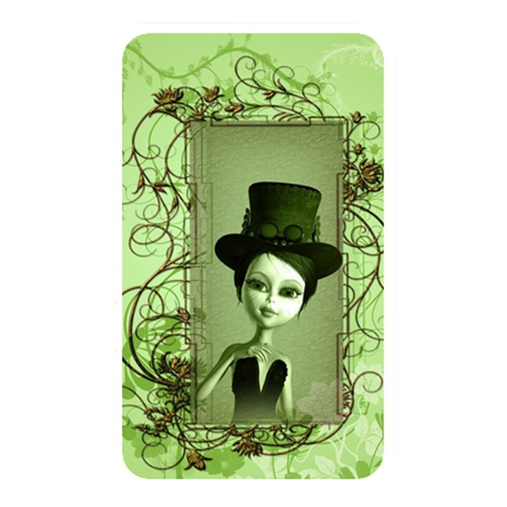 Cute Girl With Steampunk Hat And Floral Elements Memory Card Reader