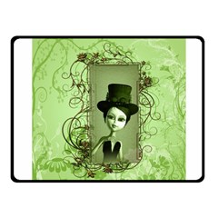 Cute Girl With Steampunk Hat And Floral Elements Fleece Blanket (small) by FantasyWorld7