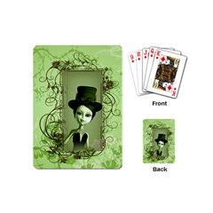 Cute Girl With Steampunk Hat And Floral Elements Playing Cards (mini)  by FantasyWorld7