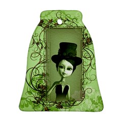 Cute Girl With Steampunk Hat And Floral Elements Bell Ornament (2 Sides) by FantasyWorld7