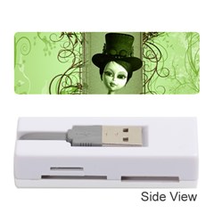 Cute Girl With Steampunk Hat And Floral Elements Memory Card Reader (stick) 