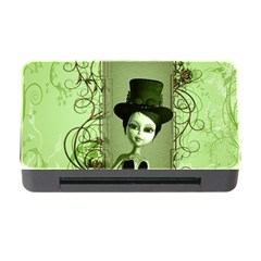 Cute Girl With Steampunk Hat And Floral Elements Memory Card Reader With Cf