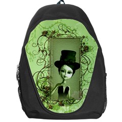 Cute Girl With Steampunk Hat And Floral Elements Backpack Bag