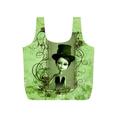 Cute Girl With Steampunk Hat And Floral Elements Full Print Recycle Bags (s)  by FantasyWorld7