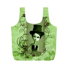 Cute Girl With Steampunk Hat And Floral Elements Full Print Recycle Bags (m)  by FantasyWorld7