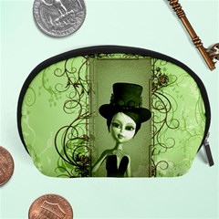 Cute Girl With Steampunk Hat And Floral Elements Accessory Pouches (large) 