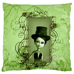 Cute Girl With Steampunk Hat And Floral Elements Standard Flano Cushion Cases (one Side)  by FantasyWorld7