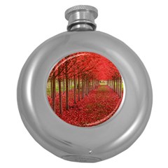 Avenue Of Trees Round Hip Flask (5 Oz) by trendistuff