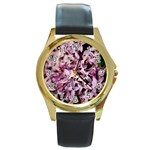 PURPLE LILACS Round Gold Metal Watches