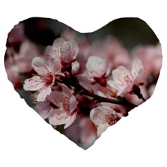 Plum Blossoms Large 19  Premium Flano Heart Shape Cushions by trendistuff