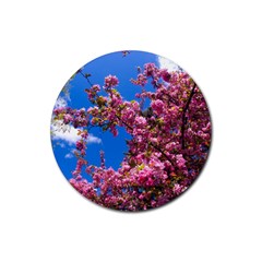 Pink Flowers Rubber Coaster (round)  by trendistuff