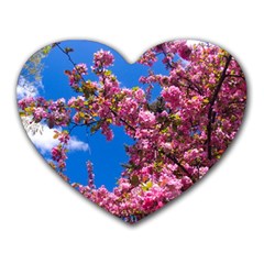 Pink Flowers Heart Mousepads