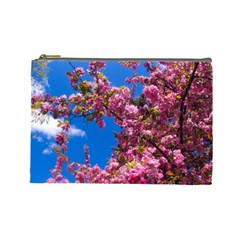 Pink Flowers Cosmetic Bag (large)  by trendistuff