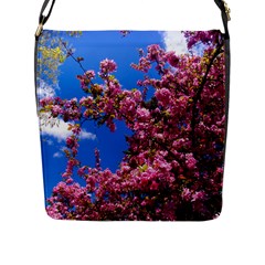 Pink Flowers Flap Messenger Bag (l)  by trendistuff