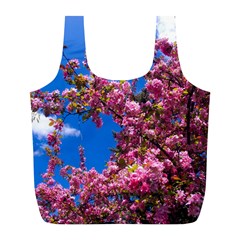 Pink Flowers Full Print Recycle Bags (l) 