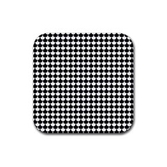 Black And White Scallop Repeat Pattern Rubber Coaster (square) 