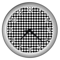 Black And White Scallop Repeat Pattern Wall Clocks (silver) 