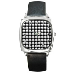 Black And White Scallop Repeat Pattern Square Metal Watches by PaperandFrill