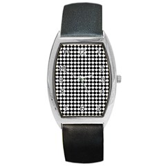 Black And White Scallop Repeat Pattern Barrel Metal Watches