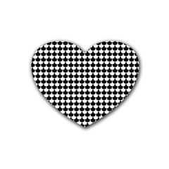 Black And White Scallop Repeat Pattern Rubber Coaster (heart) 