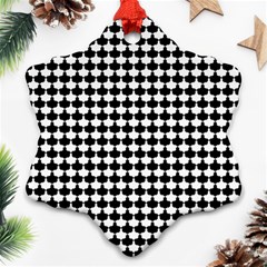 Black And White Scallop Repeat Pattern Snowflake Ornament (2-side) by PaperandFrill