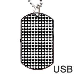 Black And White Scallop Repeat Pattern Dog Tag Usb Flash (one Side)