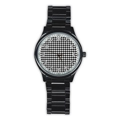 Black And White Scallop Repeat Pattern Stainless Steel Round Watches by PaperandFrill