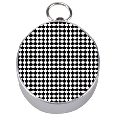 Black And White Scallop Repeat Pattern Silver Compasses