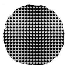 Black And White Scallop Repeat Pattern Large 18  Premium Flano Round Cushions